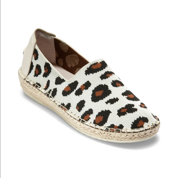 COLE HAAN CloudFeel Stitchlite Leopard-Print Leather Espadrilles. - Picture 2 of 6